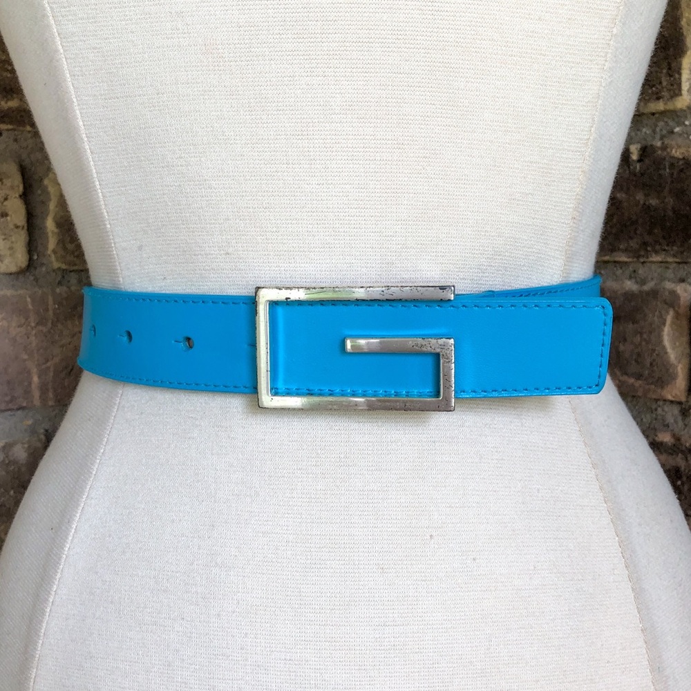 Guess Belt M Leather Turquoise Silver